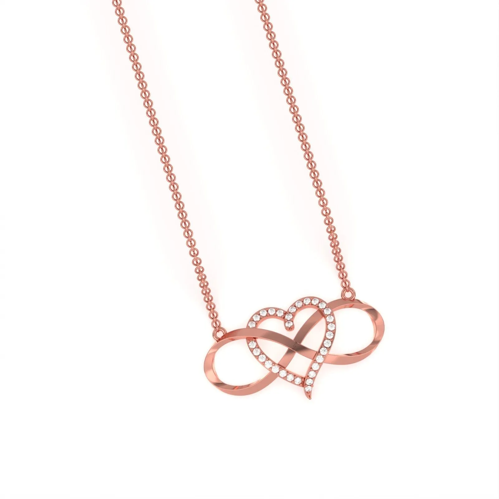 Rose Gold Heart Infinity Necklace