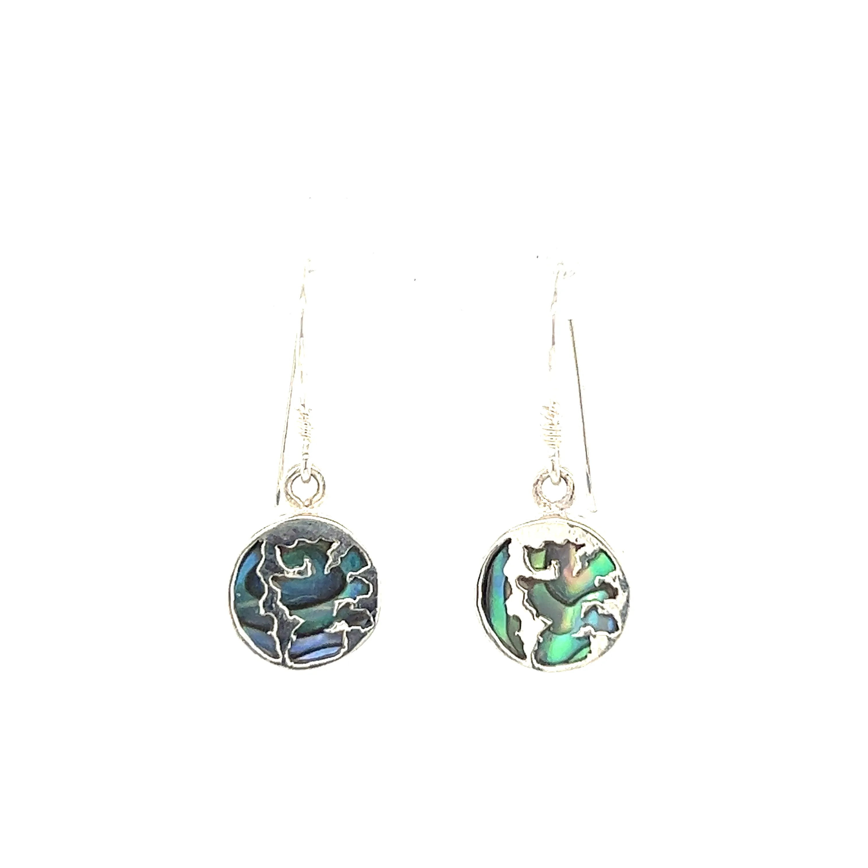 Round Abalone Earrings with Overlay Design
