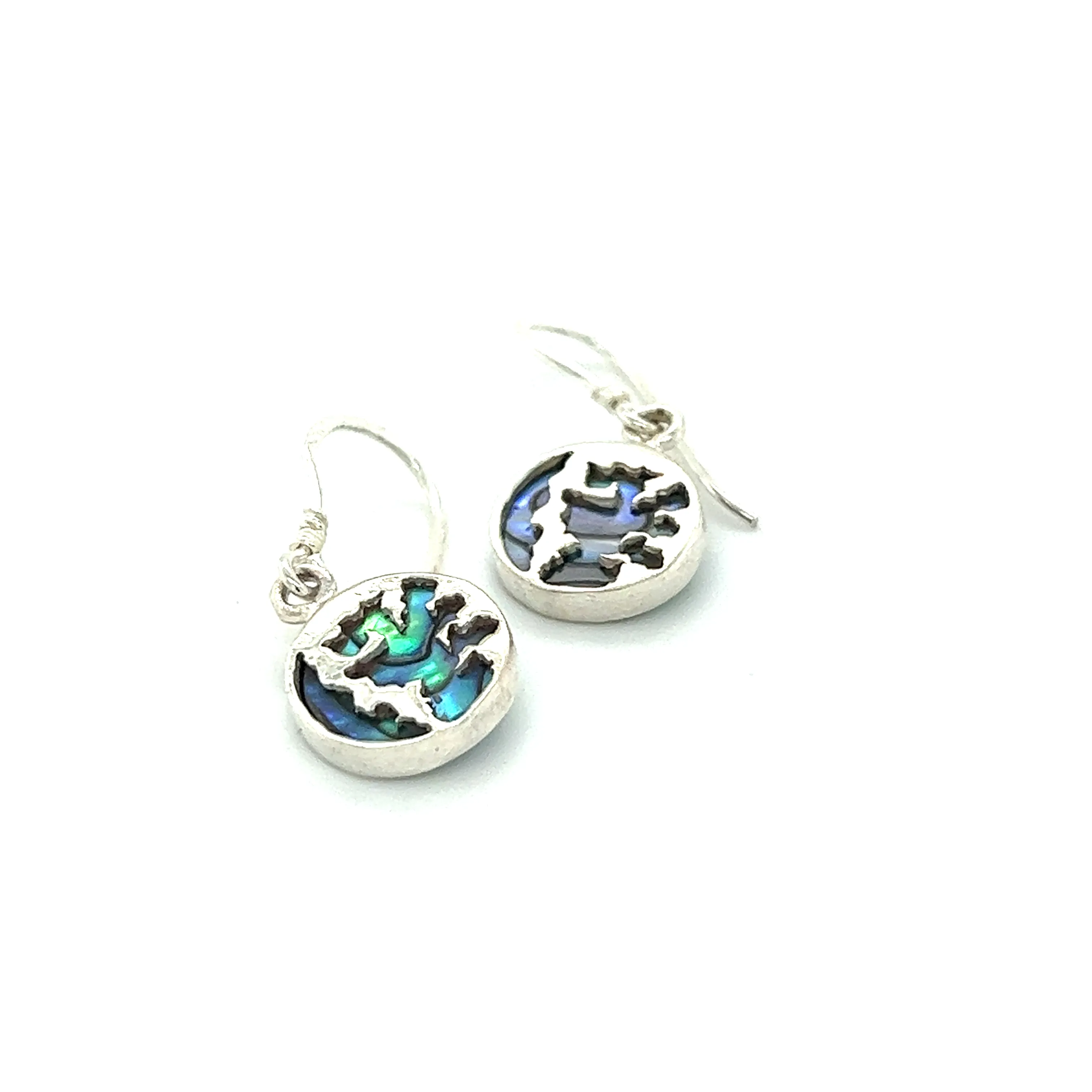 Round Abalone Earrings with Overlay Design