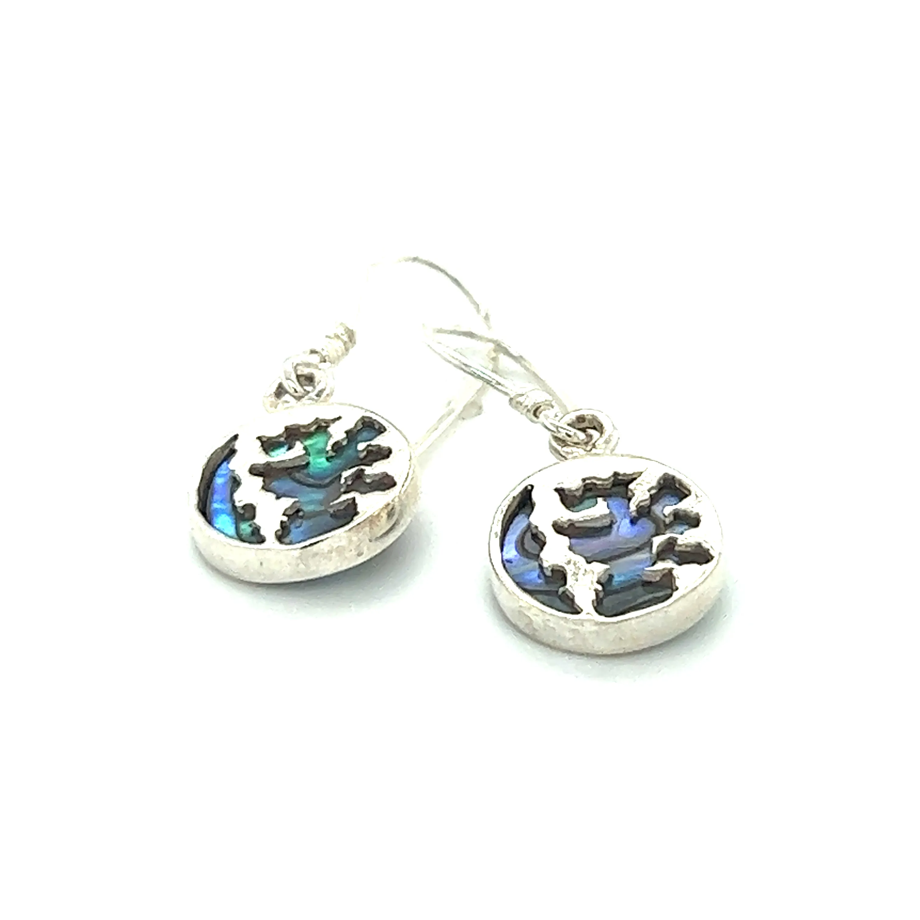 Round Abalone Earrings with Overlay Design