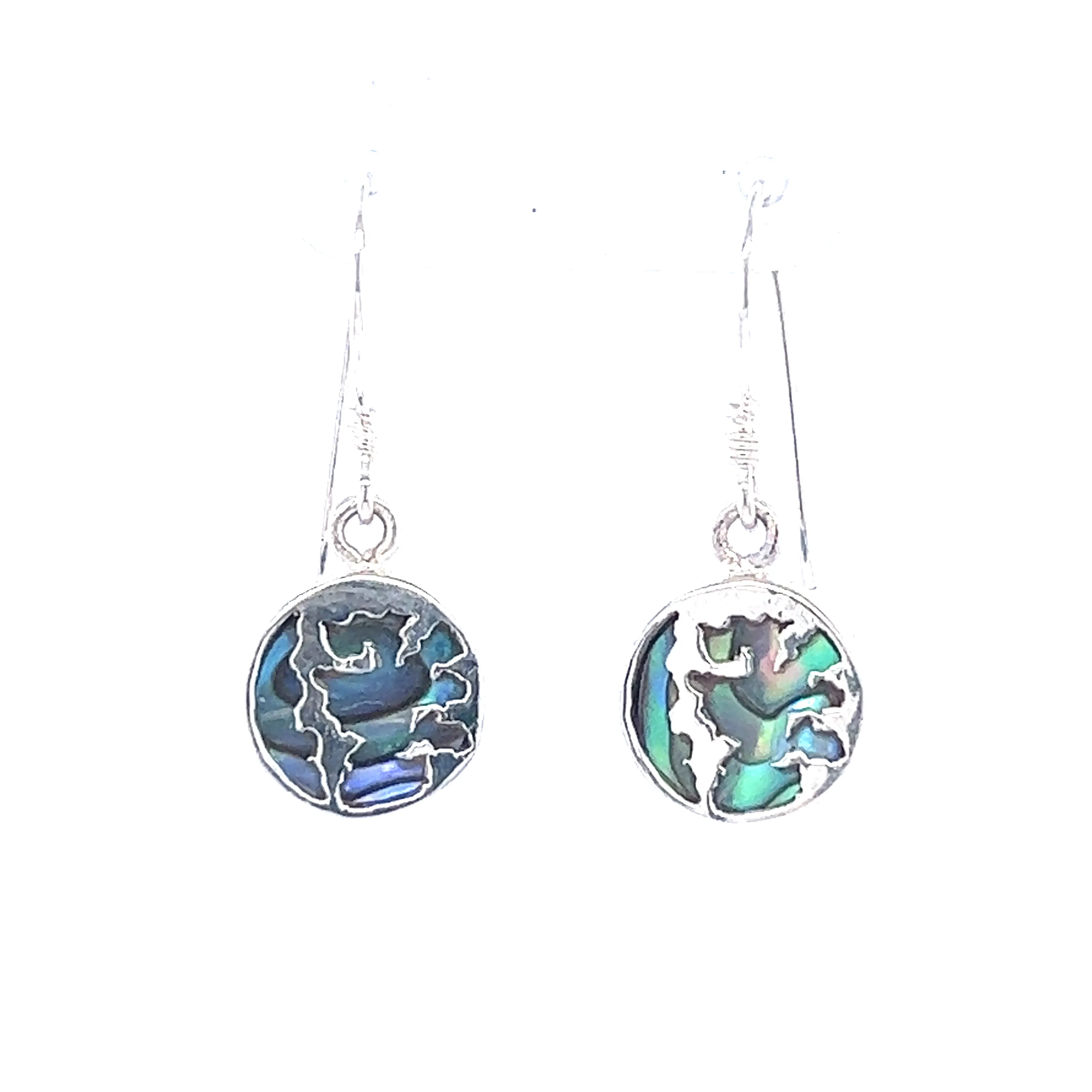Round Abalone Earrings with Overlay Design