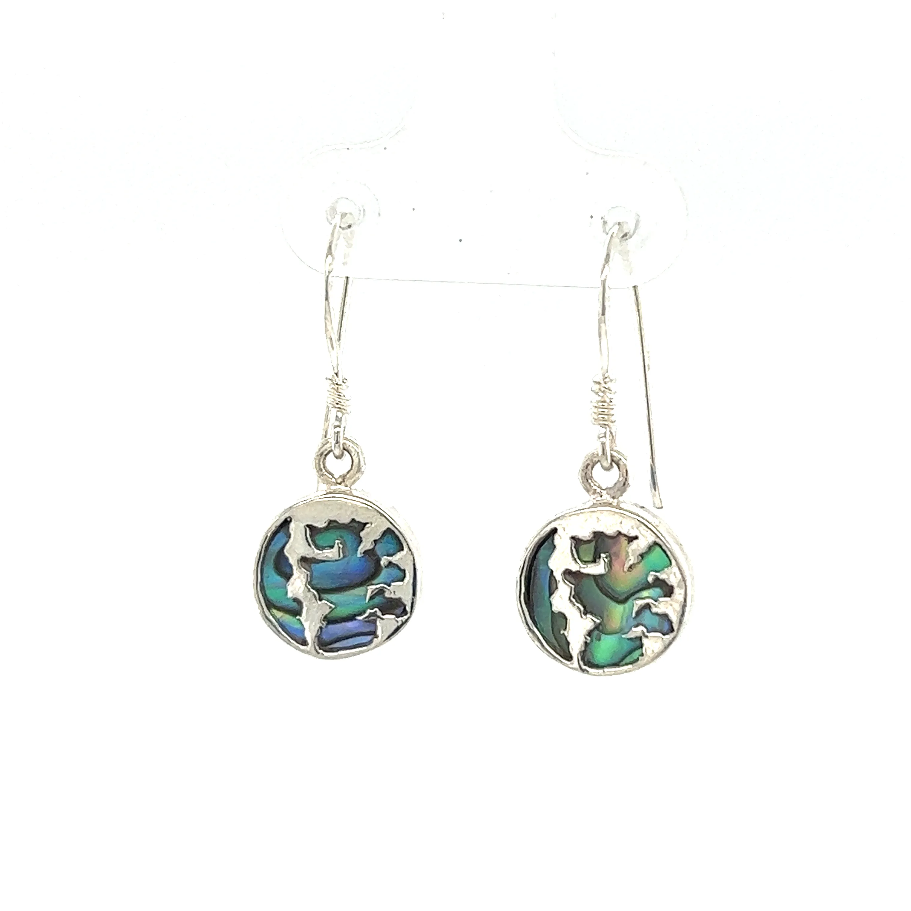 Round Abalone Earrings with Overlay Design
