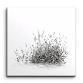 Serene Grass Cluster: Minimalist Monochrome Art