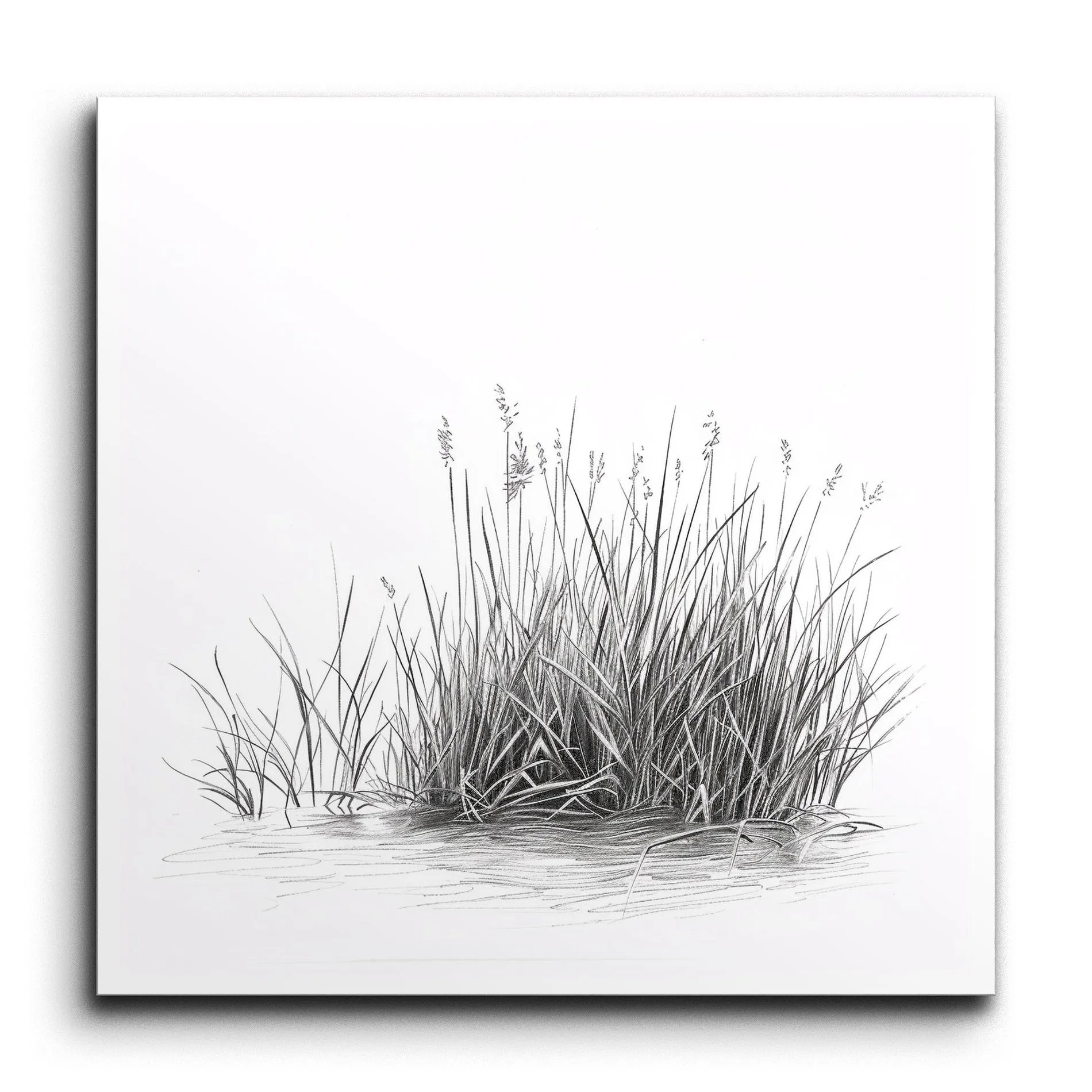 Serene Grass Cluster: Minimalist Monochrome Art