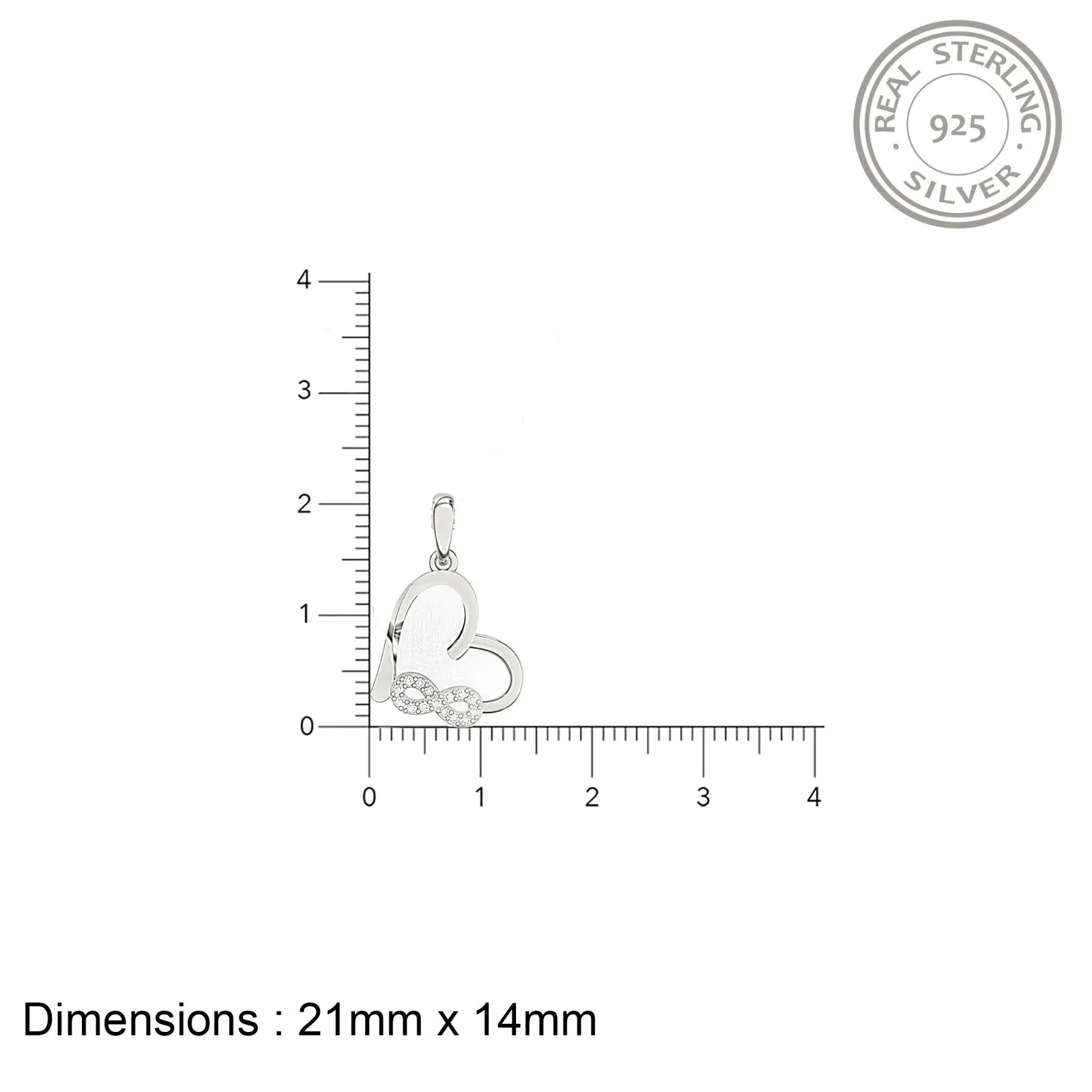Silver Heart Infinity Zircon Pendant
