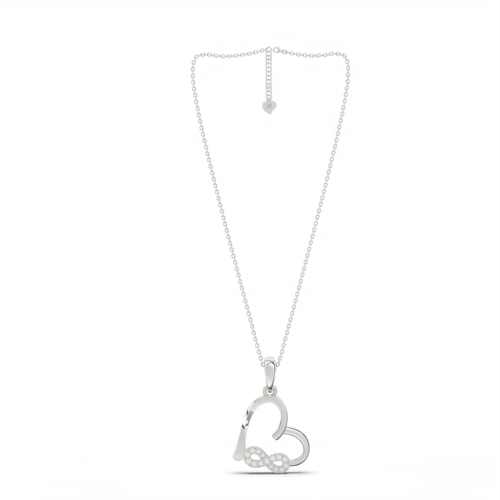 Silver Heart Infinity Zircon Pendant