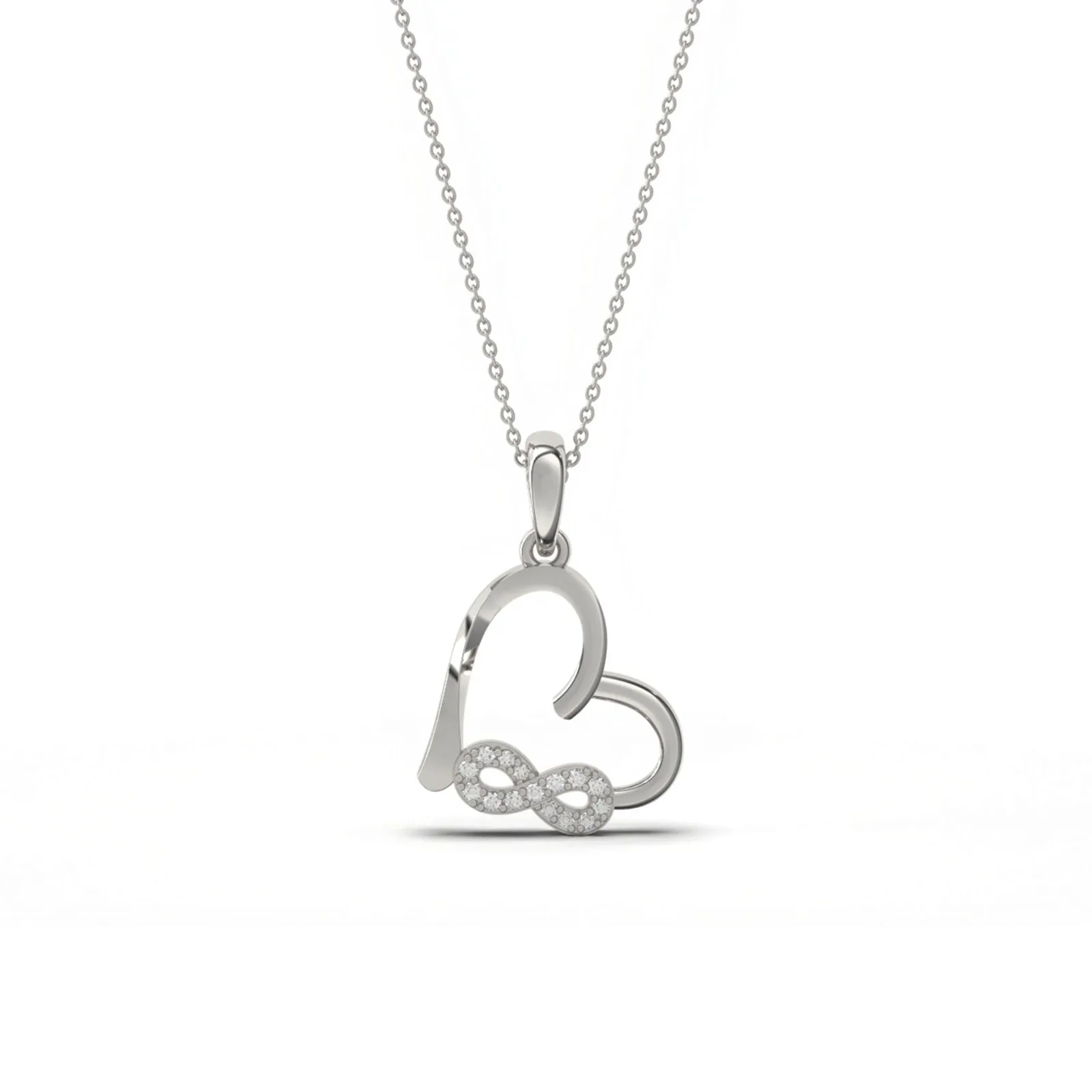 Silver Heart Infinity Zircon Pendant