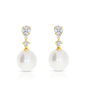 South Sea Pearl and Diamond Drop Earrings