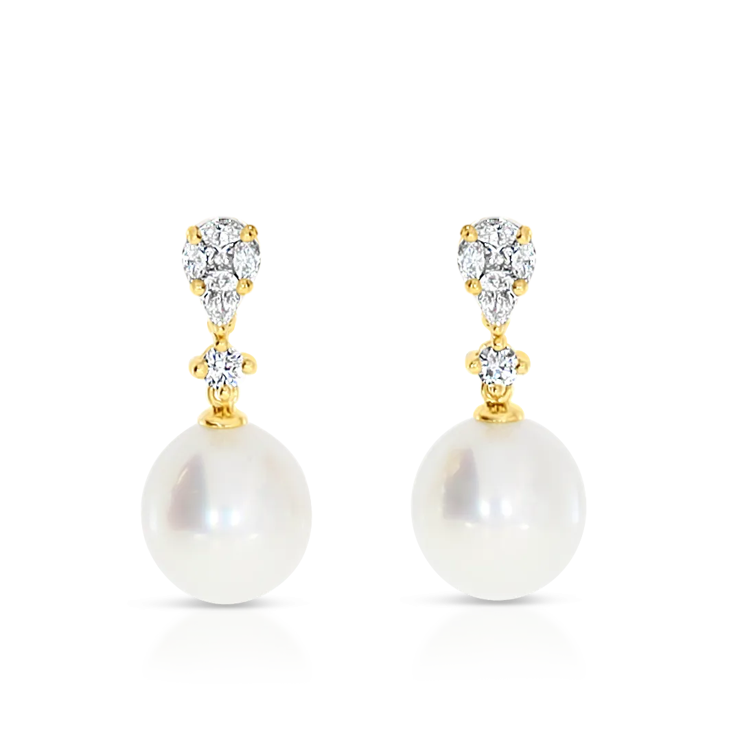 South Sea Pearl and Diamond Drop Earrings