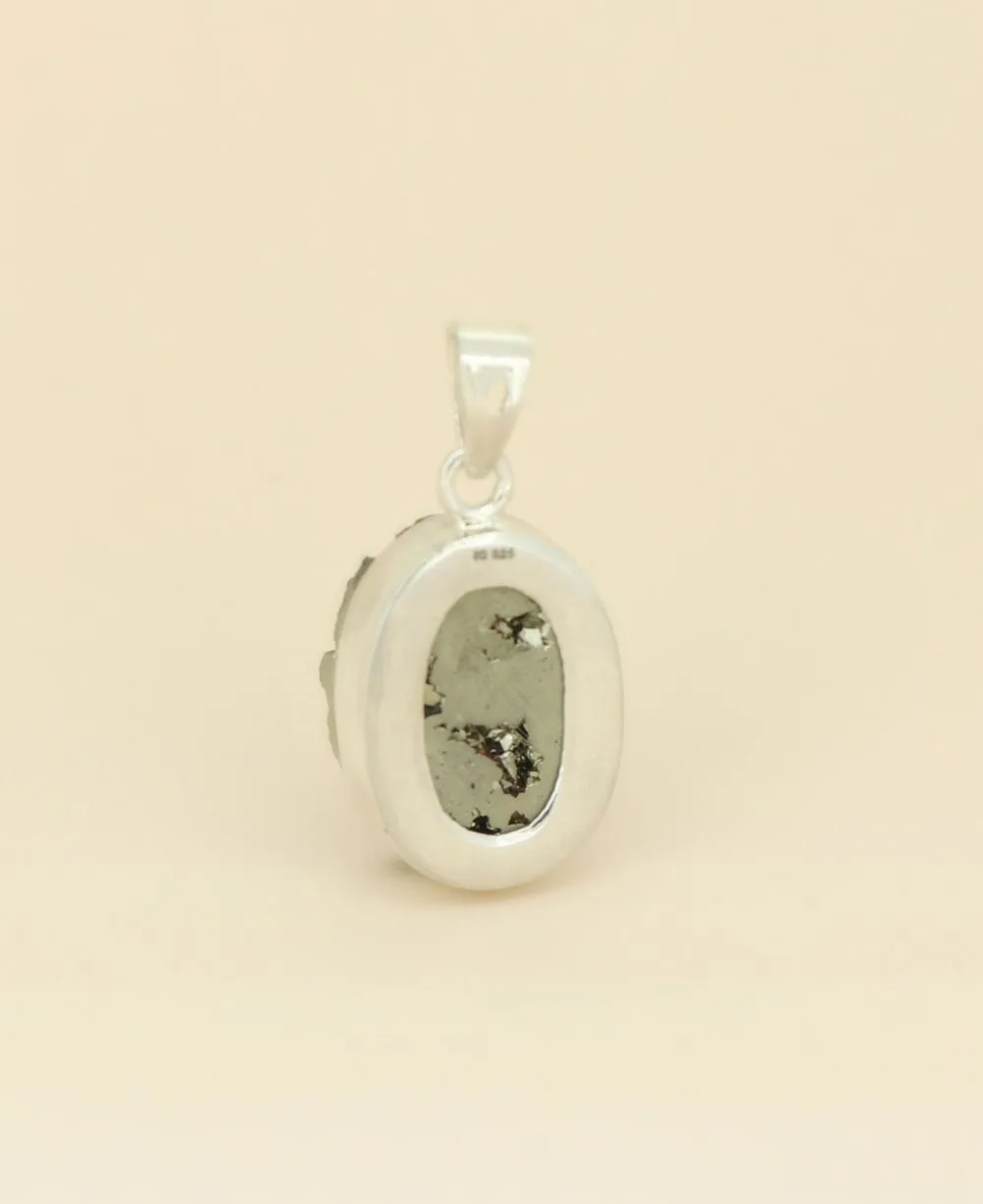 Sterling Silver Pyrite Cluster Gemstone Pendant