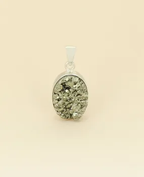 Sterling Silver Pyrite Cluster Gemstone Pendant