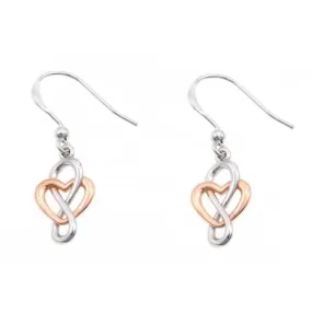 Sterling Silver Rose Gold Plated Infinity Heart Dropper Earrings ERLE015