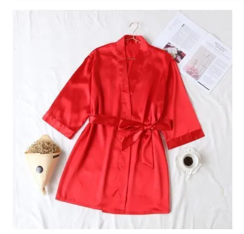 Summer Champagne Chinese Bride Wedding Robe Satin Sleepwear