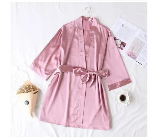 Summer Champagne Chinese Bride Wedding Robe Satin Sleepwear