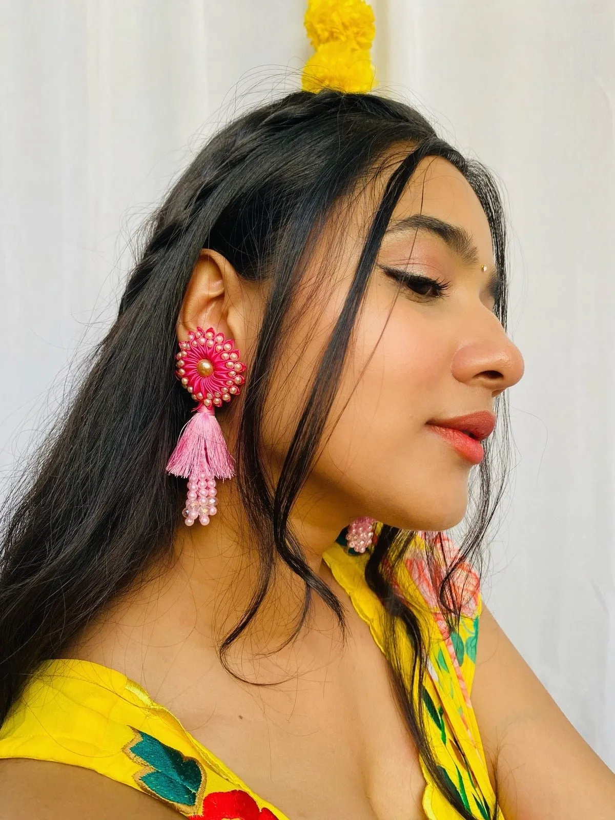 Sunflower Tassel Earrings