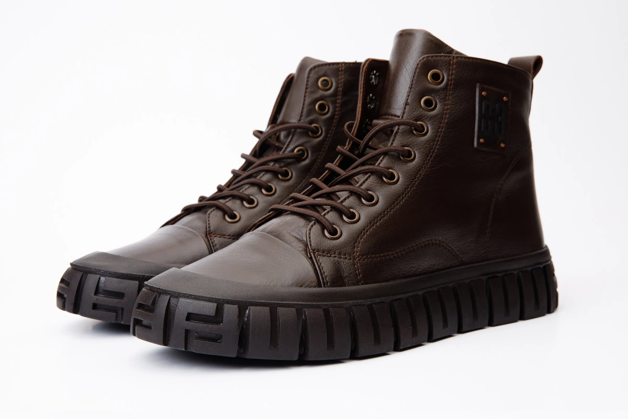 The Taco Brown Leather Casual Lace-Up Men Boot with a Zipper Final Sale!