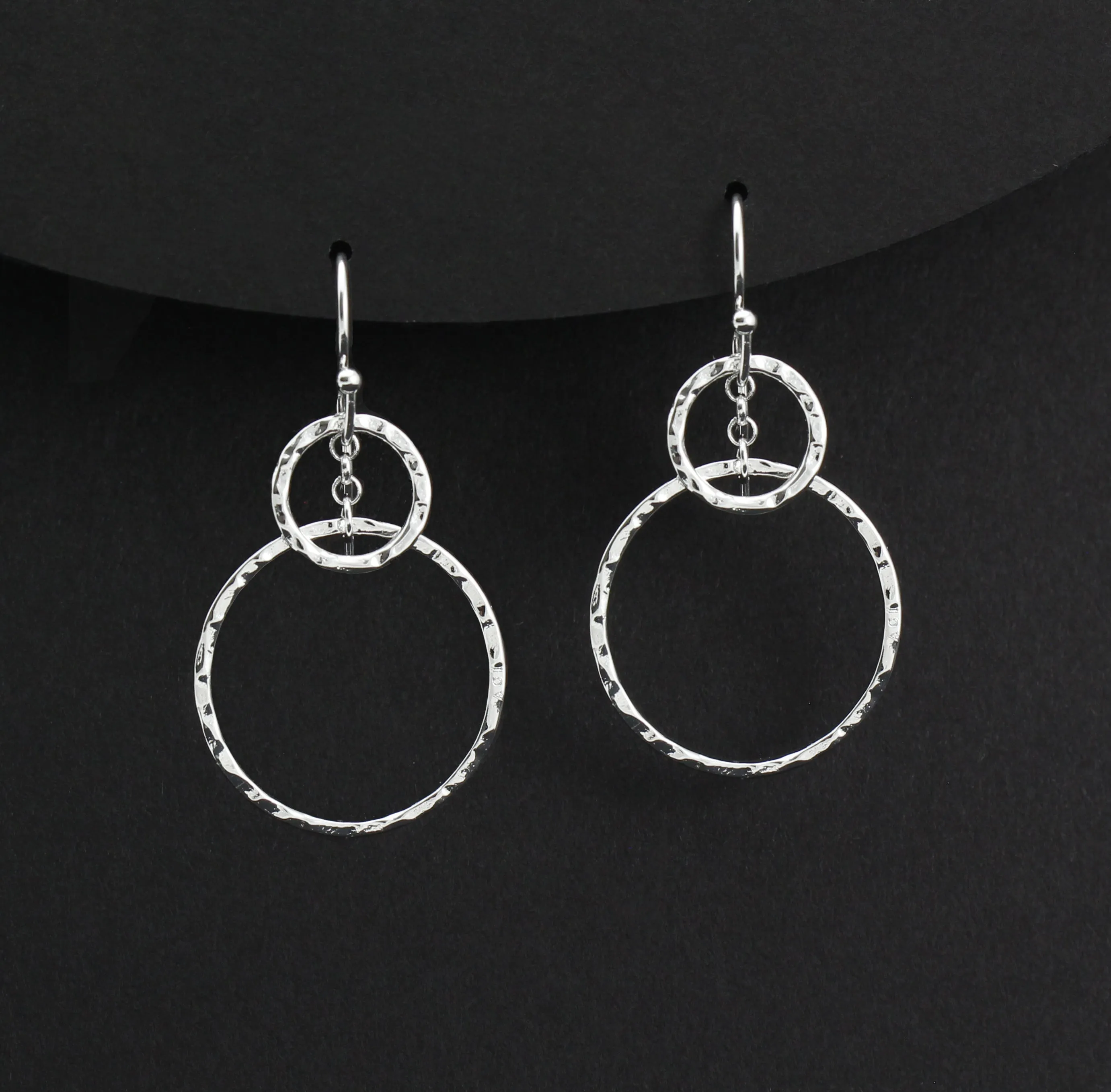 Three Generations Earrings • Best Grandma Gifts • Grandmother, Father, Grandchild Gifts for Mothers Day Jewelry Birthday • Hammered Rings Earrings