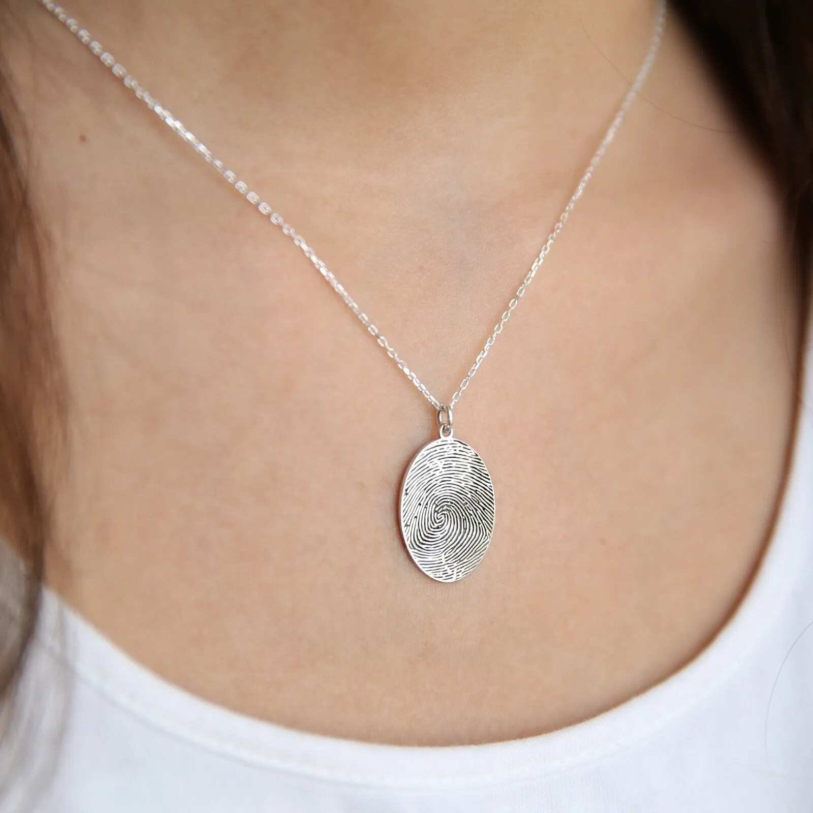 'Trace' Sterling Silver Fingerprint Necklace
