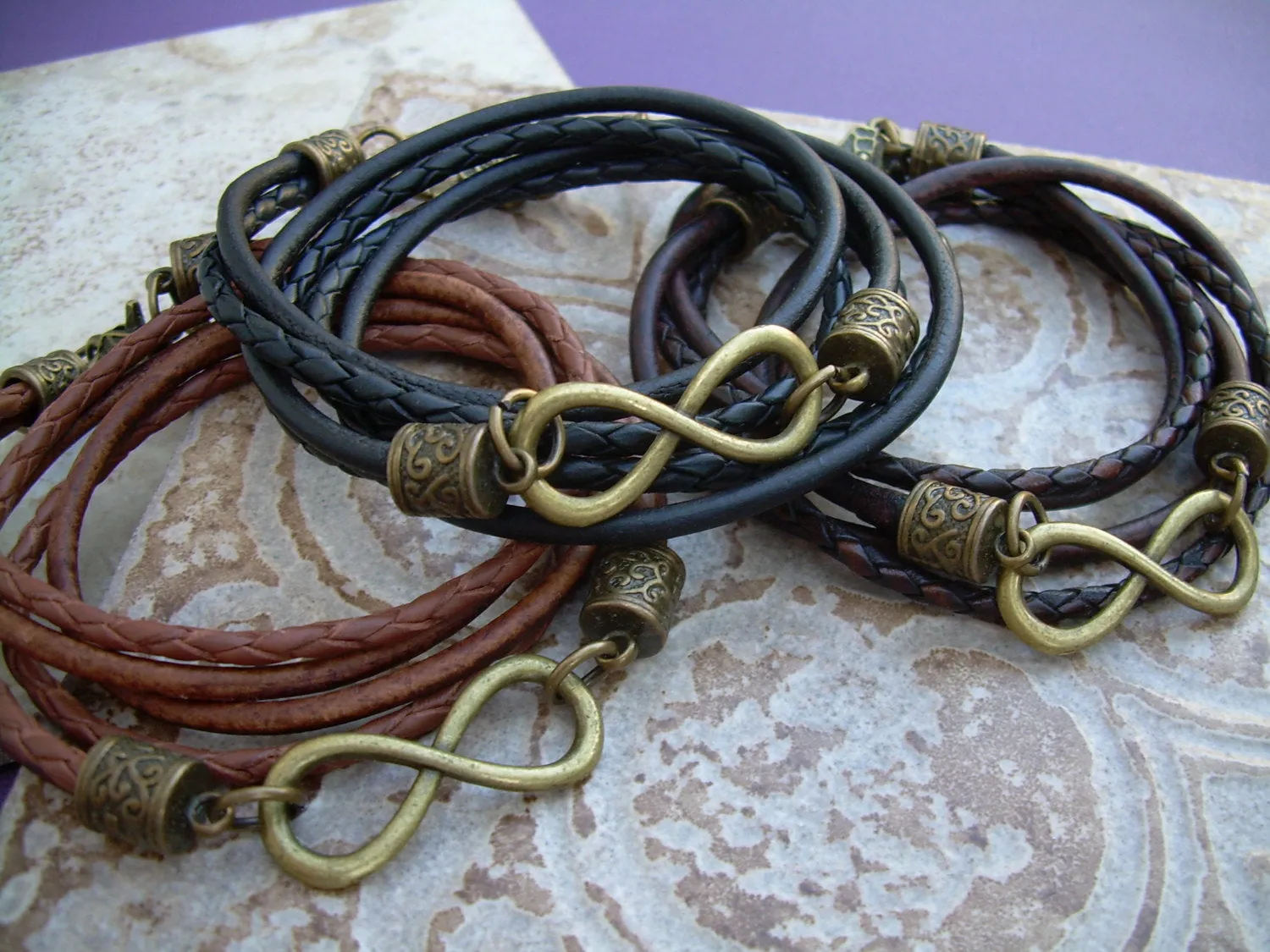 Triple Wrap Infinity Leather Bracelet with Antique Bronze Hardware, Infinity Bracelet, Infinity, Infinity Jewelry,Leather Bracelet,Bracelet,