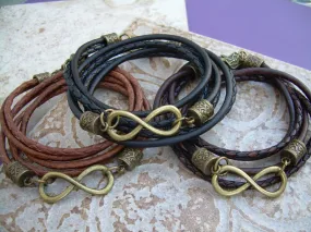 Triple Wrap Infinity Leather Bracelet with Antique Bronze Hardware, Infinity Bracelet, Infinity, Infinity Jewelry,Leather Bracelet,Bracelet,