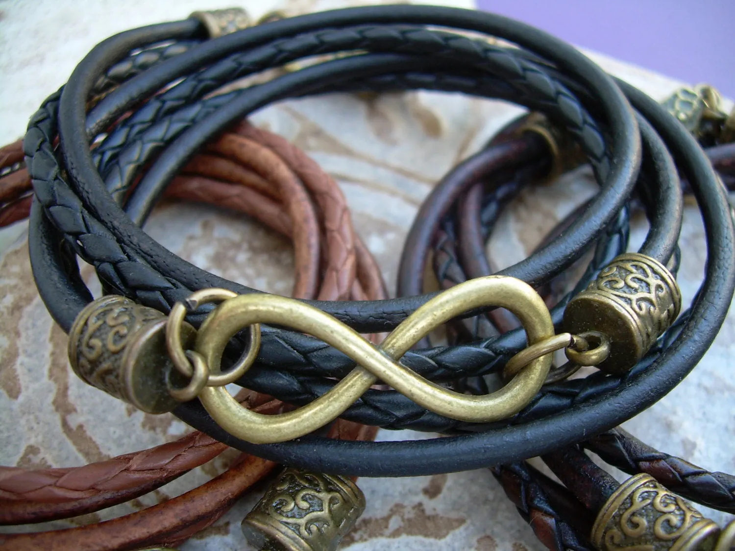 Triple Wrap Infinity Leather Bracelet with Antique Bronze Hardware, Infinity Bracelet, Infinity, Infinity Jewelry,Leather Bracelet,Bracelet,