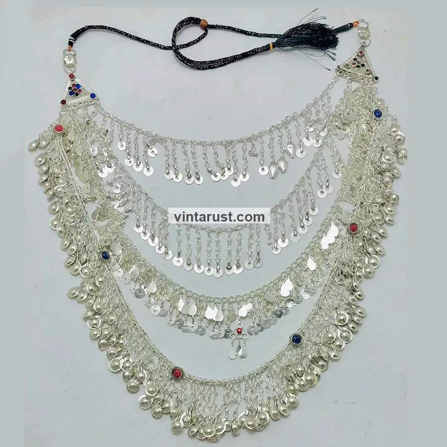 Unique Multi Layered Silver Kuchi Necklace