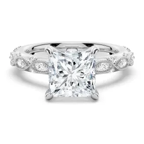 Vintage Infinity Milgrain Princess Cut Moissanite Engagement Ring