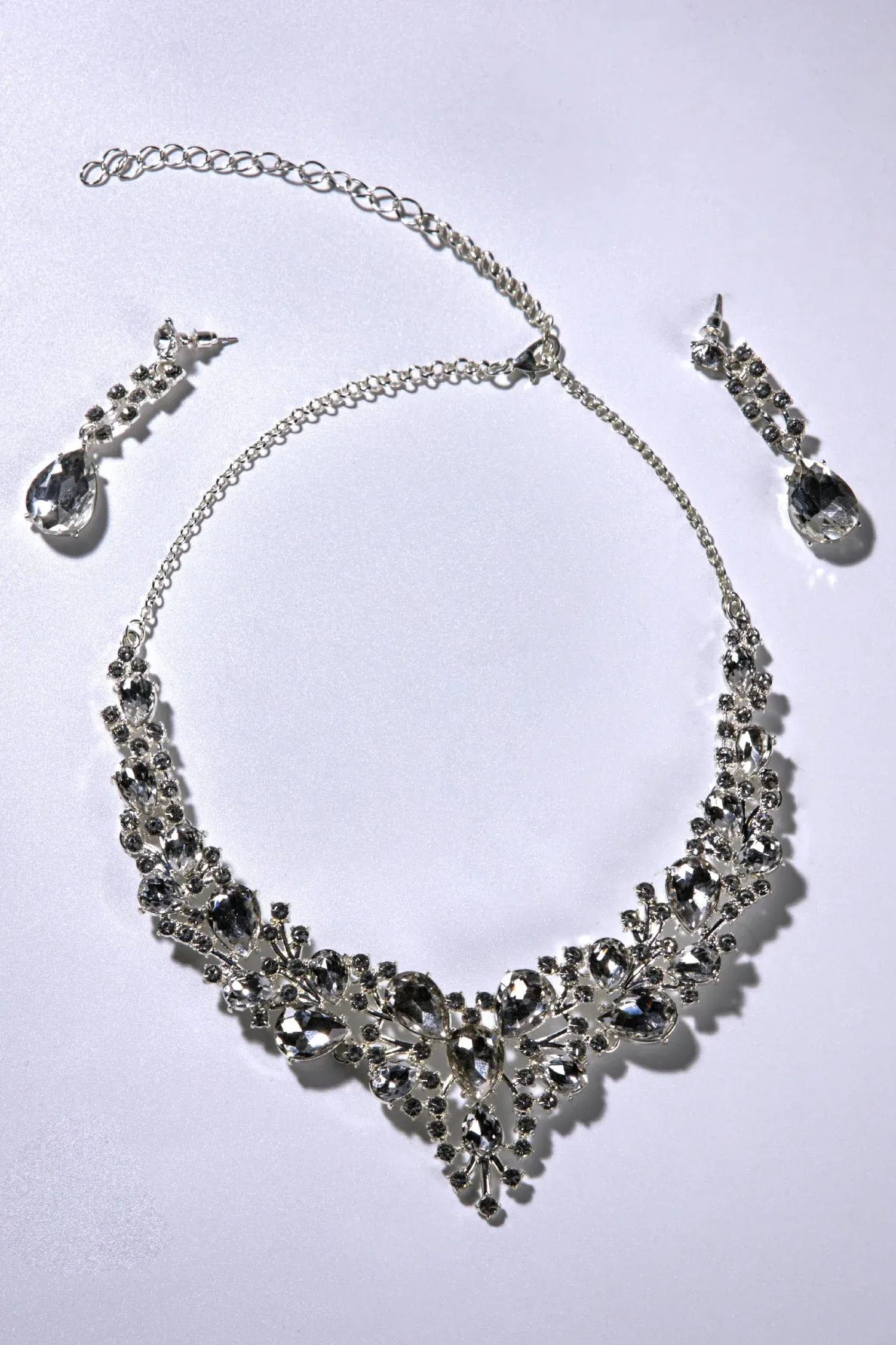 Wendy Rhinestone Cubic Necklace With Earrings
