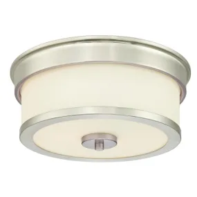 Westinghouse 6327400 2 Light Flush Brushed Nickel Finish with Frosted Opal Glass