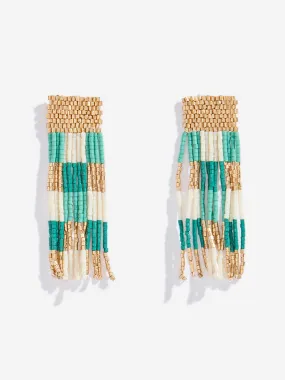 Westside Accessories Green & Gold Beaded Dangler Earrings