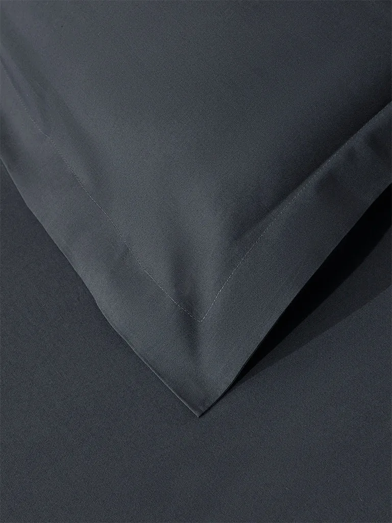 Westside Home Charcoal Solid Double Bed Fitted Sheet and Pillowcase Set