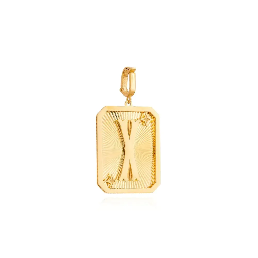 Yellow Gold Initial Medal Pendant