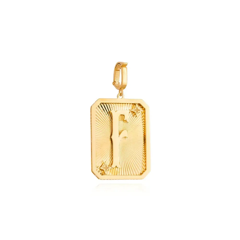 Yellow Gold Initial Medal Pendant