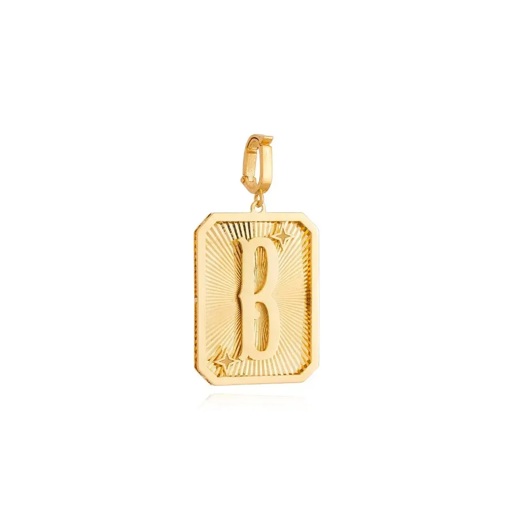 Yellow Gold Initial Medal Pendant