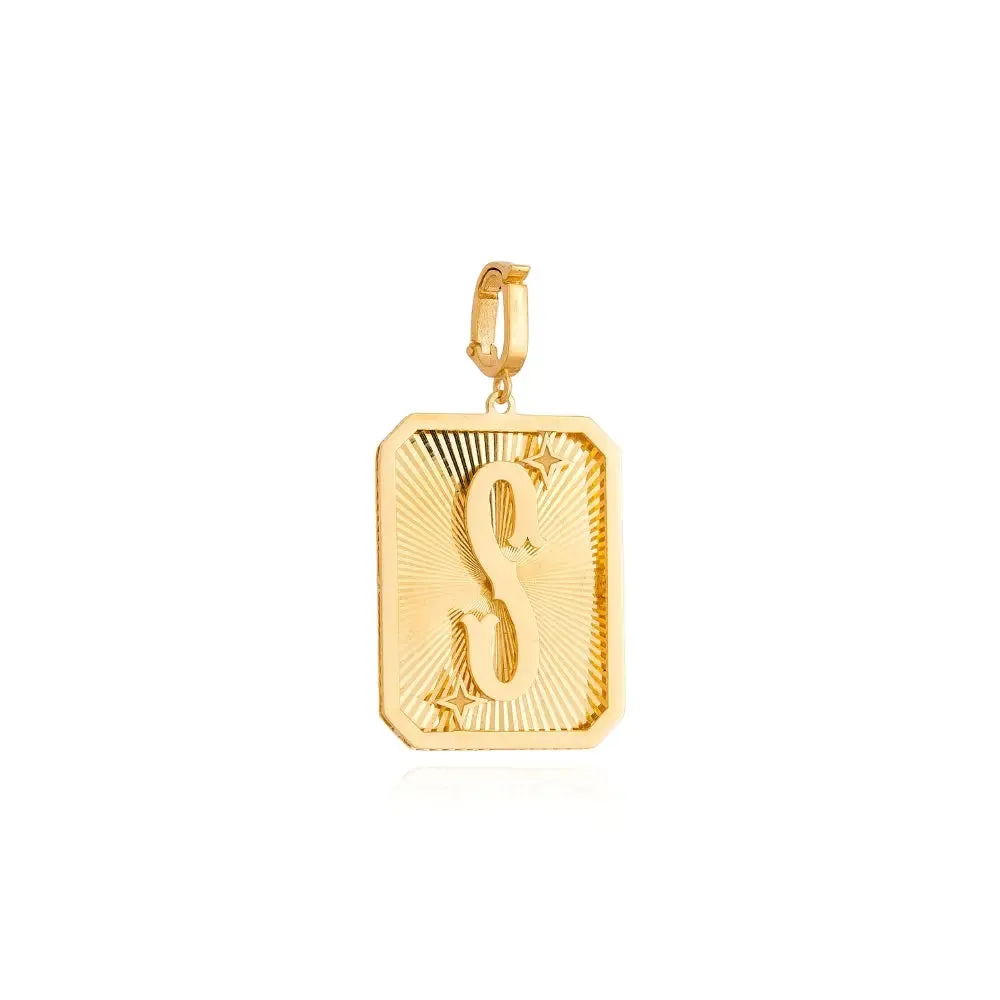 Yellow Gold Initial Medal Pendant