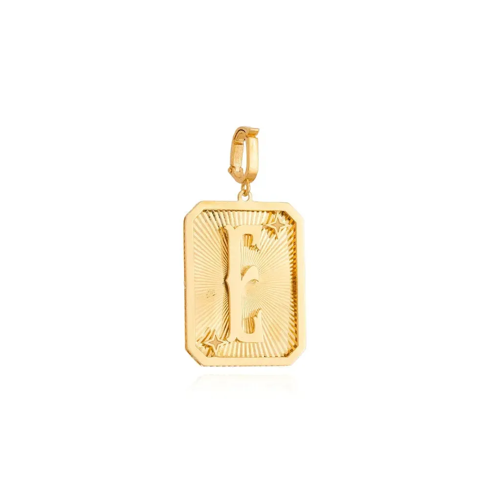 Yellow Gold Initial Medal Pendant