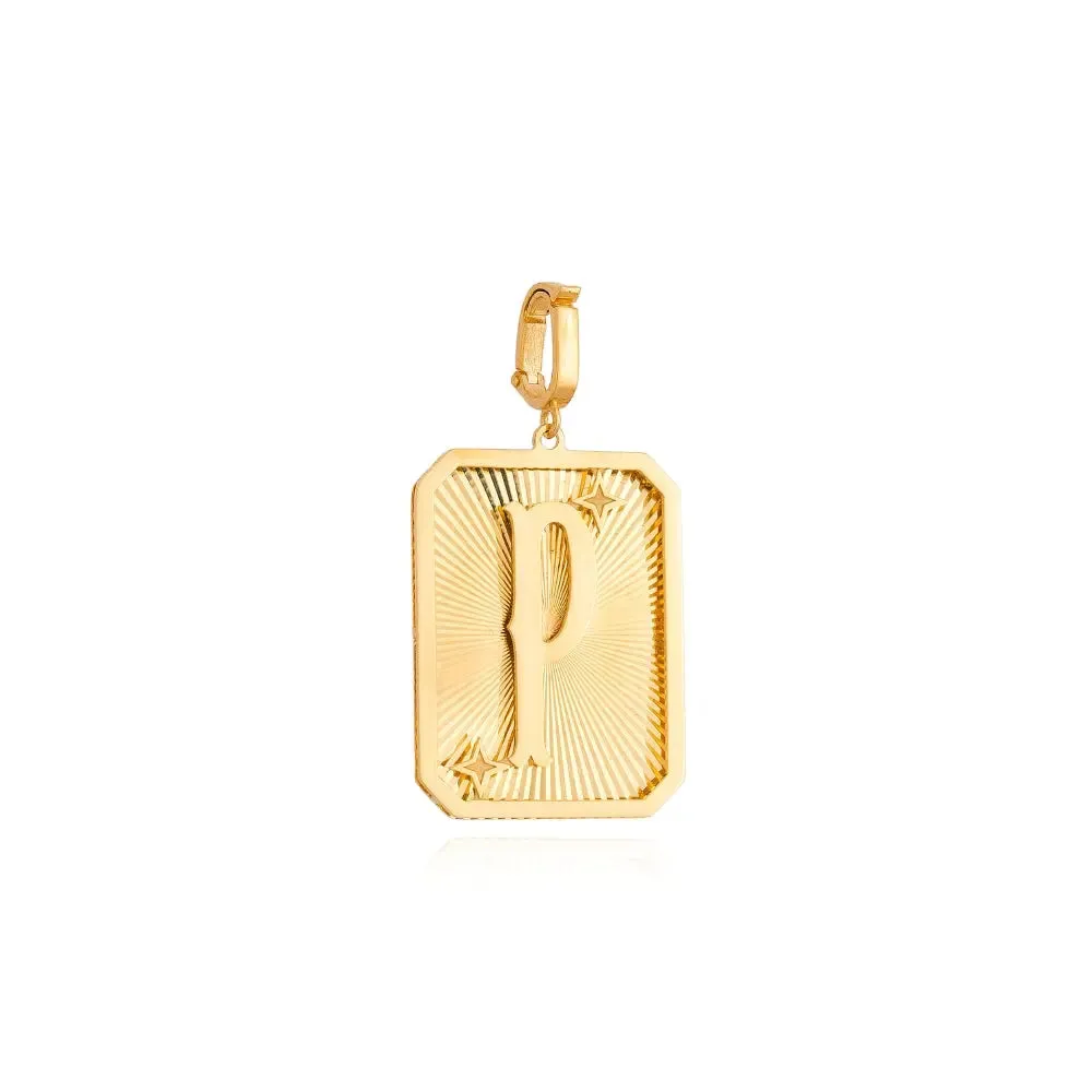 Yellow Gold Initial Medal Pendant