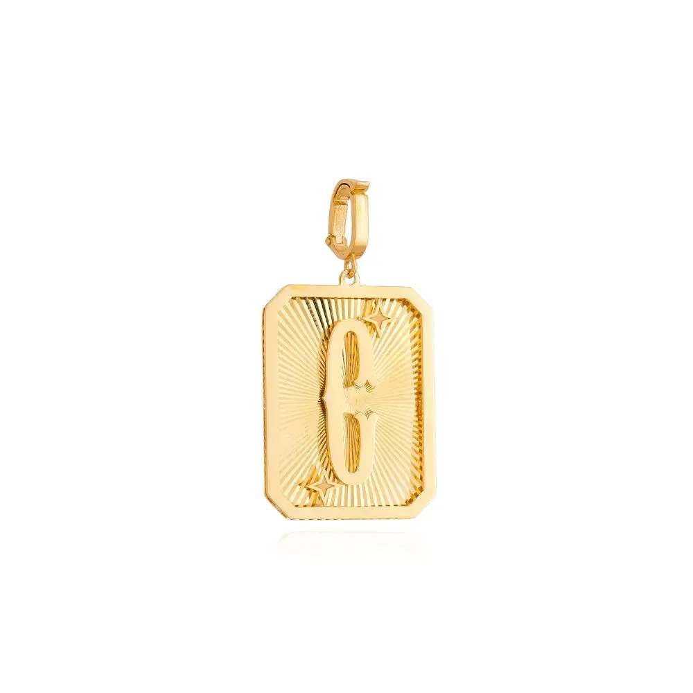 Yellow Gold Initial Medal Pendant