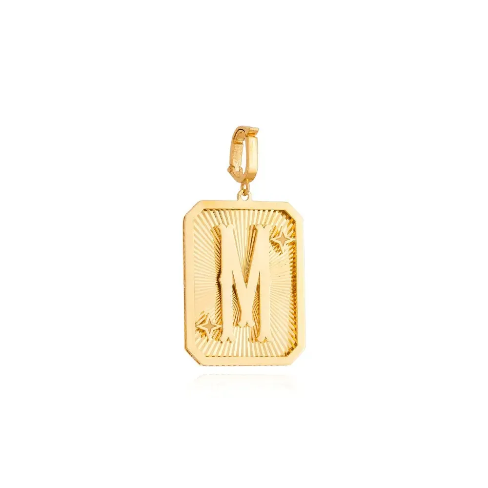 Yellow Gold Initial Medal Pendant
