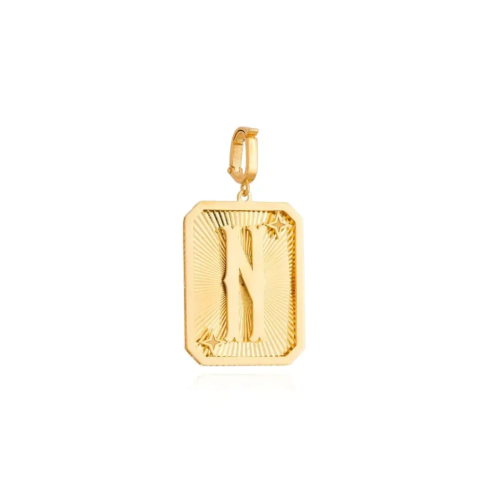 Yellow Gold Initial Medal Pendant
