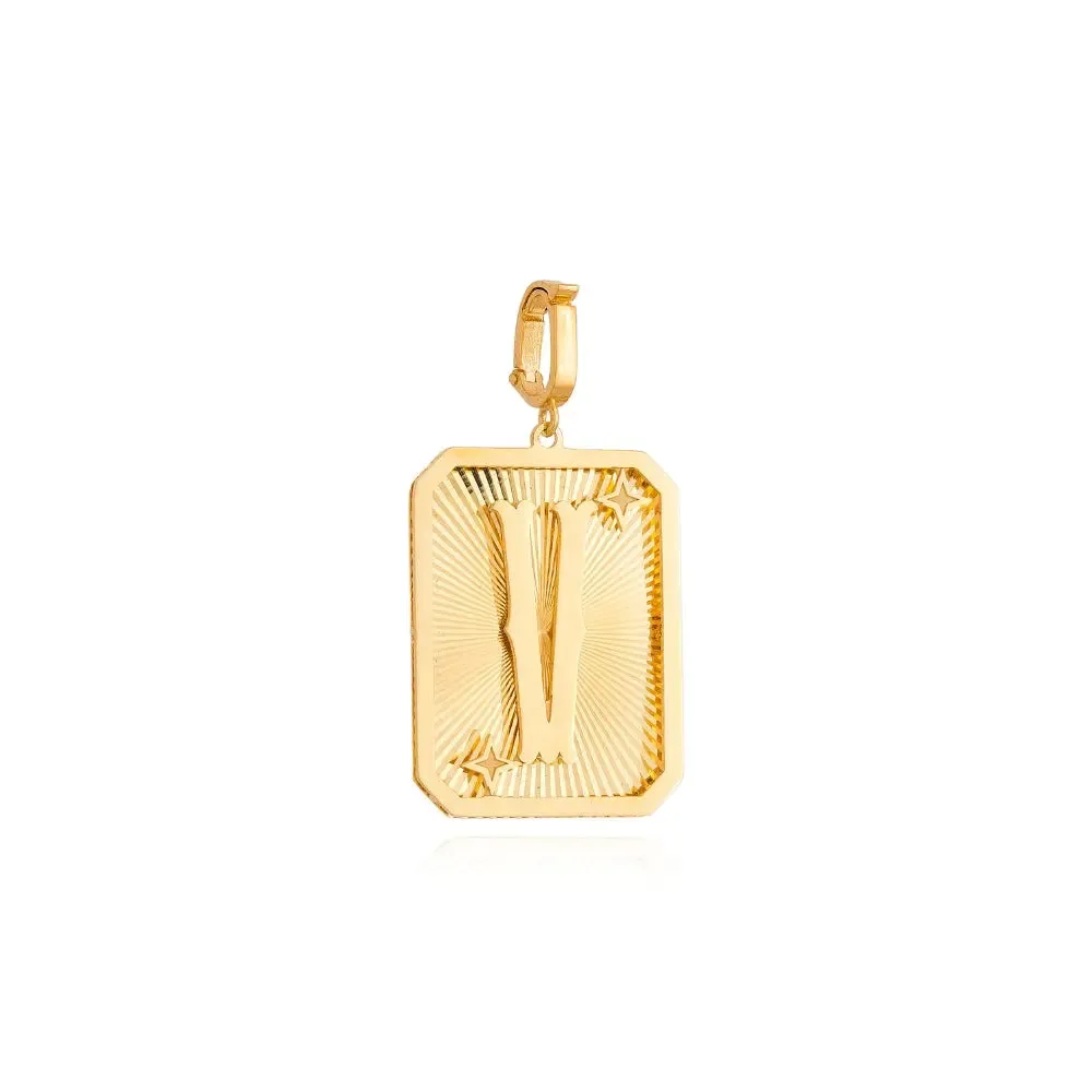 Yellow Gold Initial Medal Pendant