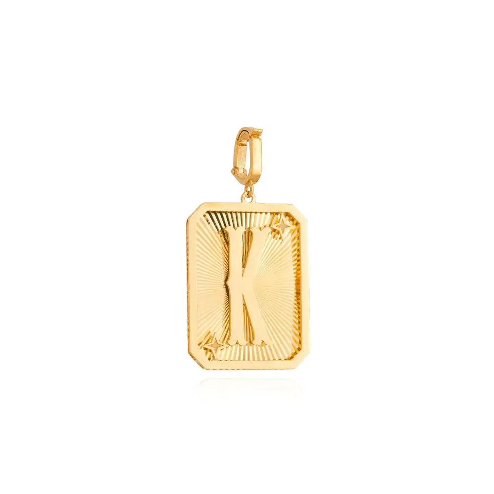 Yellow Gold Initial Medal Pendant