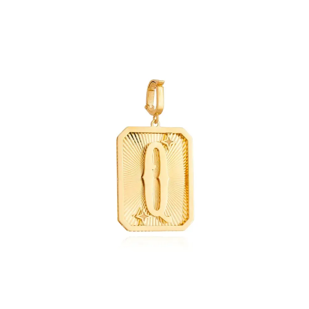 Yellow Gold Initial Medal Pendant