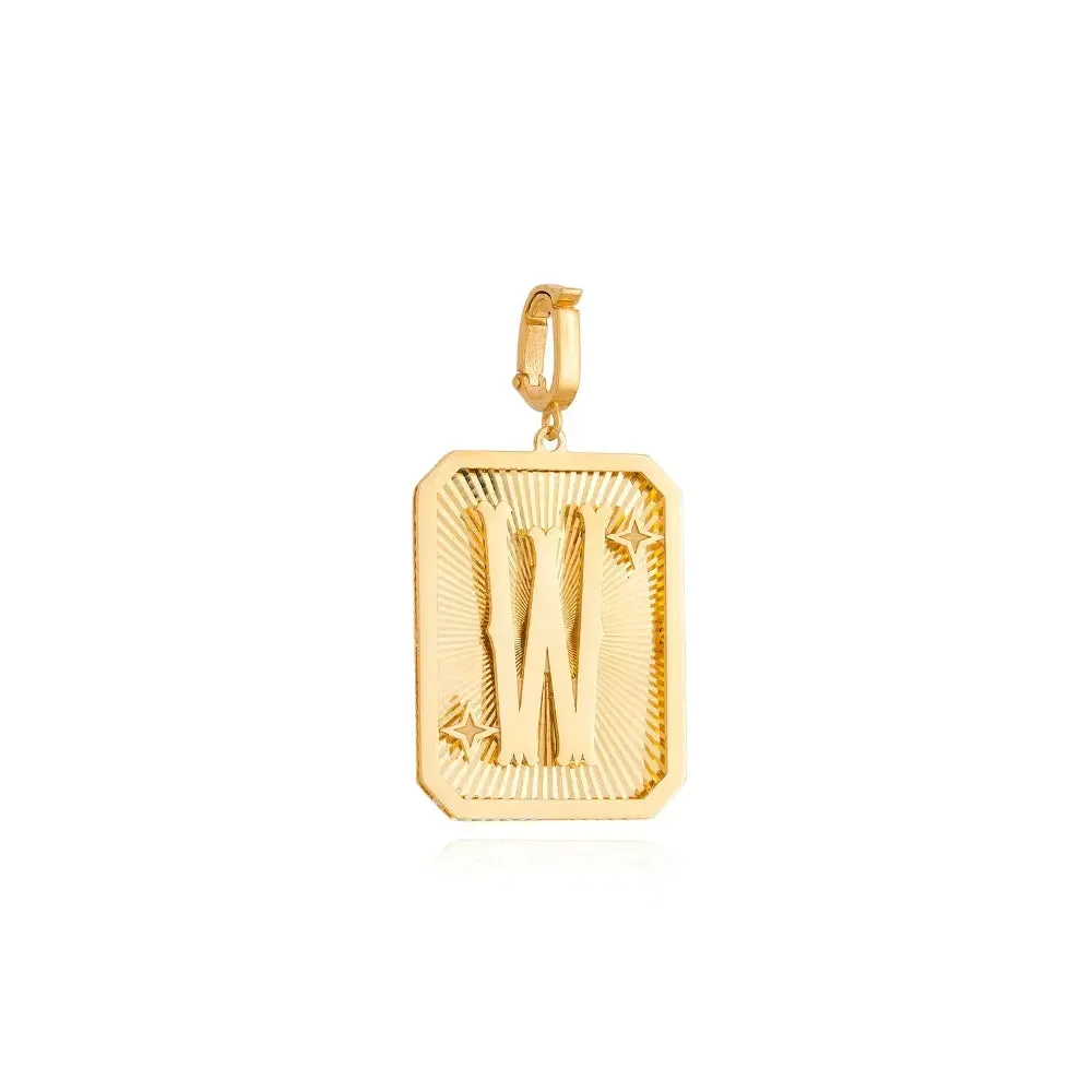 Yellow Gold Initial Medal Pendant