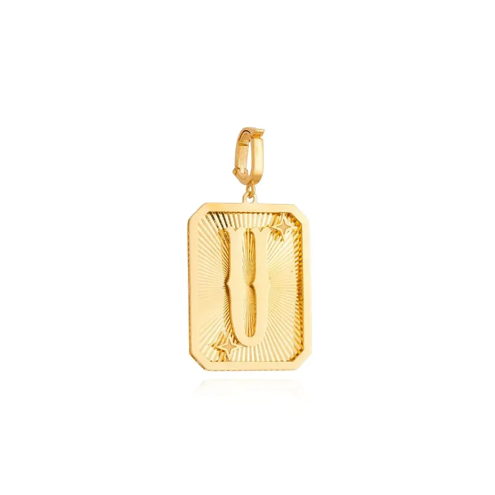 Yellow Gold Initial Medal Pendant