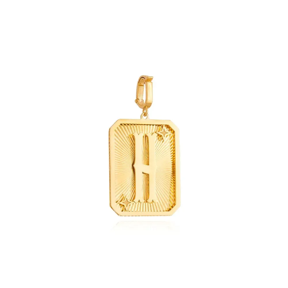 Yellow Gold Initial Medal Pendant