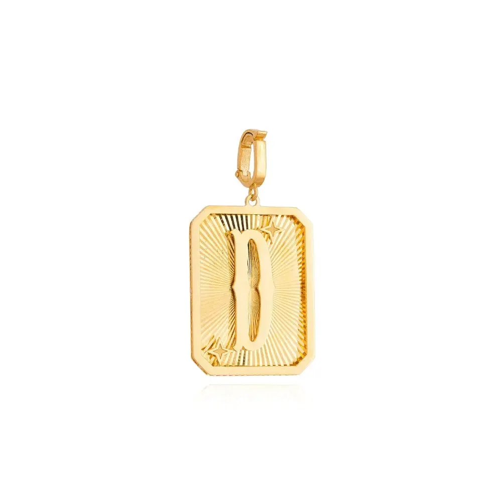 Yellow Gold Initial Medal Pendant