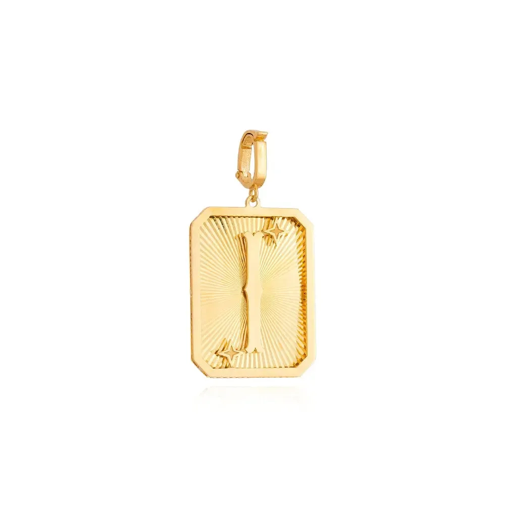 Yellow Gold Initial Medal Pendant