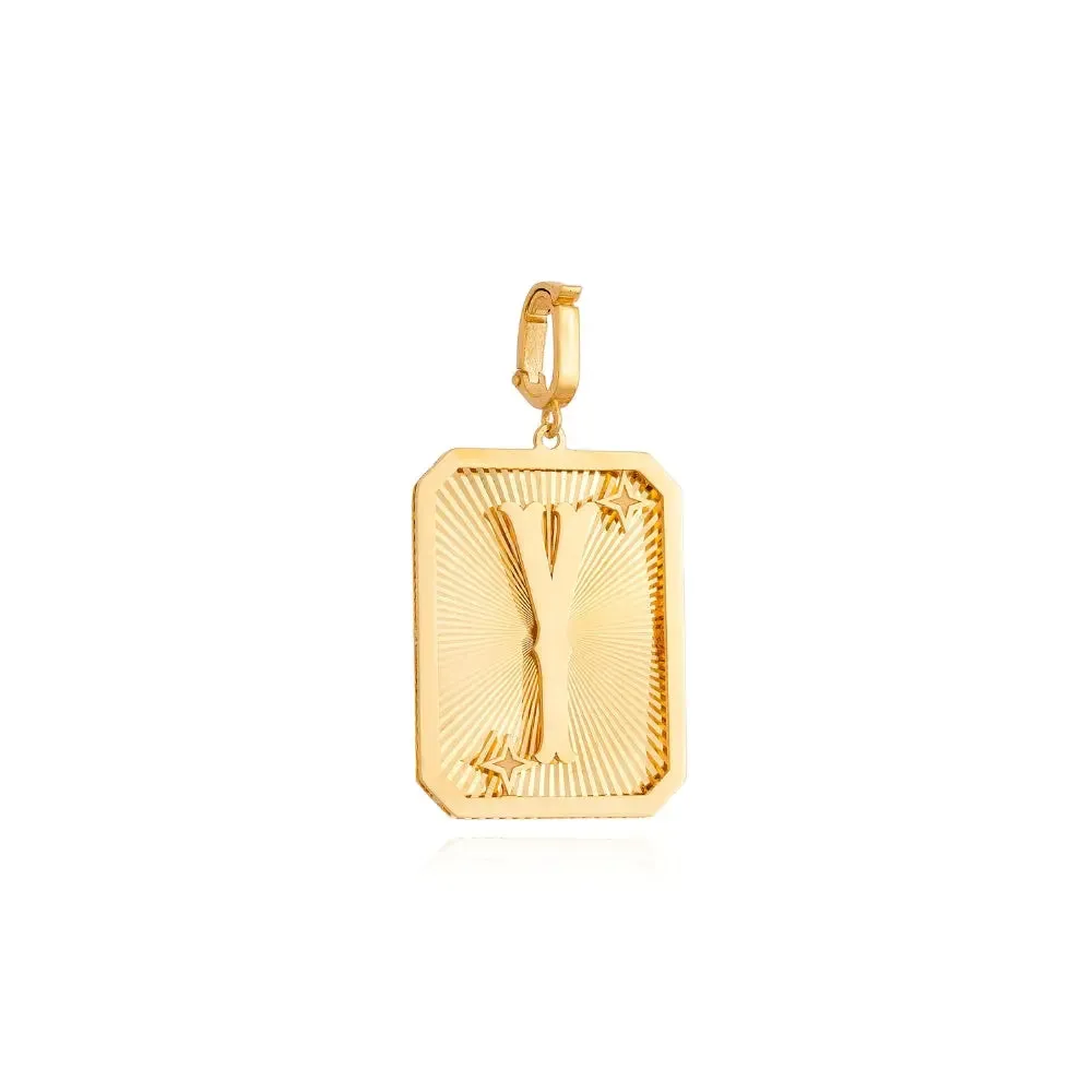 Yellow Gold Initial Medal Pendant