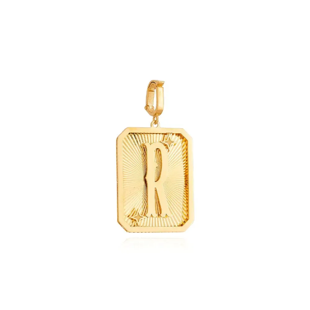 Yellow Gold Initial Medal Pendant